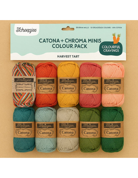 Pacote de 10 novelos Scheepjes Catona Colour Pack - Harvest tart