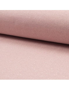 Tecido jersey rib lurex - Rosa lurex prata