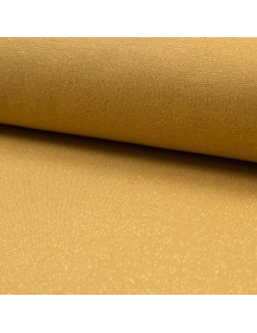 Tecido jersey rib lurex - Ocre lurex dourado