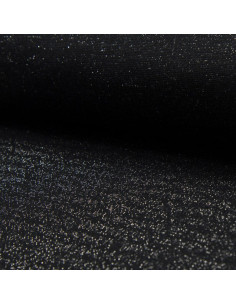Tecido jersey rib lurex - Preto lurex prata