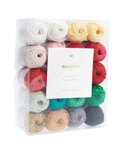 Caixa com 20 novelos de algodão Ricorumi - Just Bees + Fruits + Flowers