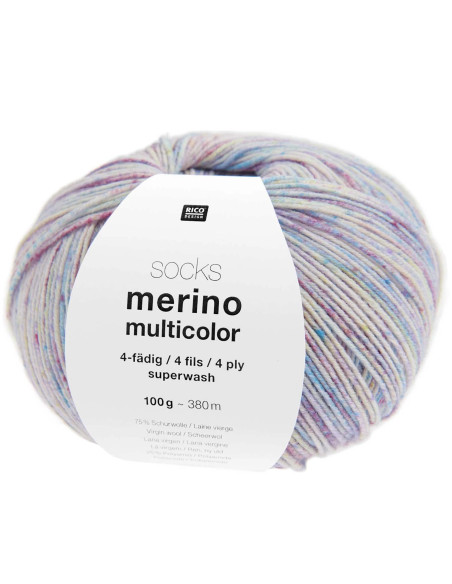 Lã para meias Socks Merino multicolor 4 fios Rico Design