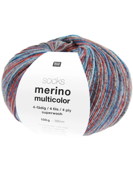 Lã para meias Socks Merino multicolor 4 fios Rico Design