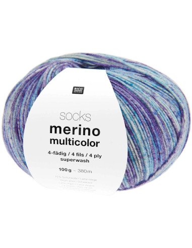 Lã para meias Socks Merino multicolor 4 fios Rico Design