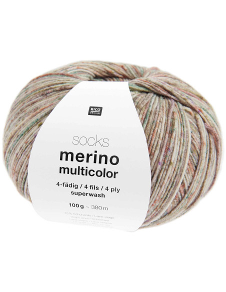 Lã para meias Socks Merino multicolor 4 fios Rico Design