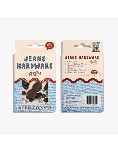 Conjunto de botões de jeans e rebites - Cobre