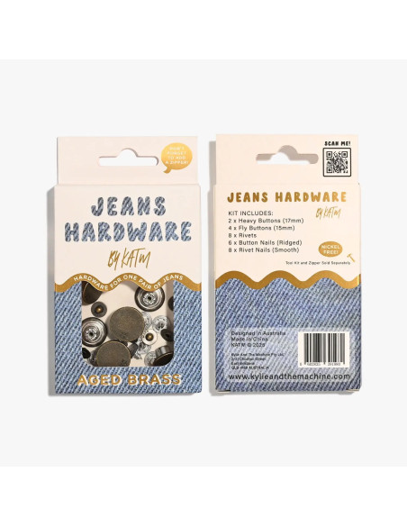 Kit de botões jeans e rebites - Latão