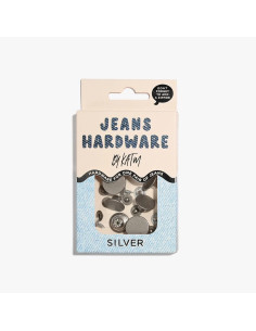 Kit de botões jeans e rebites - Prata 2