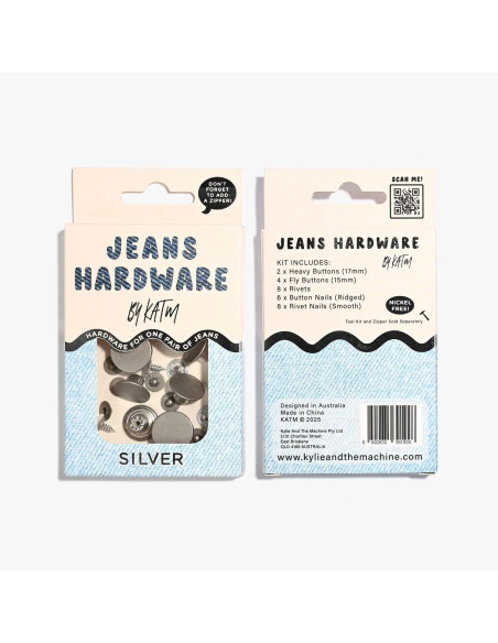 Kit de botões jeans e rebites - Prata