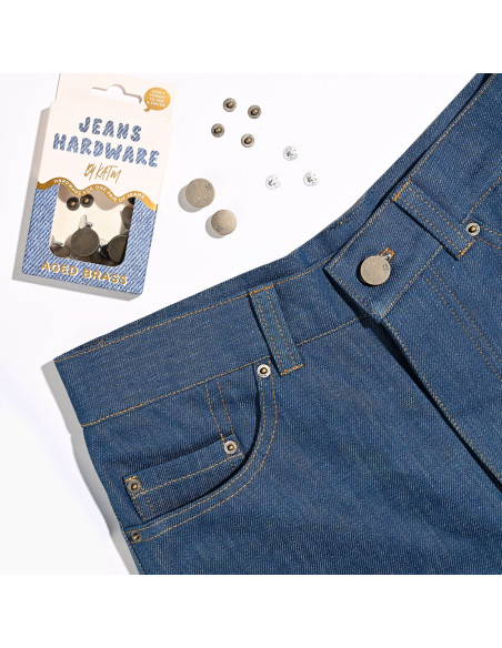 Kit de botões jeans e rebites - Latão