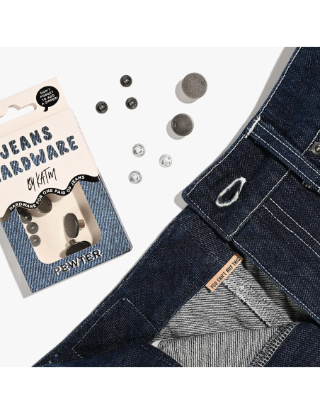 Conjunto de botões de jeans e rebites - Estanho