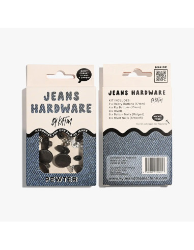 Conjunto de botões de jeans e rebites - Estanho