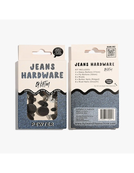 Conjunto de botões de jeans e rebites - Estanho