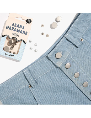Kit de botões jeans e rebites - Prata