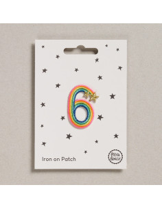 Patch termocolante - Número 6 arco-íris
