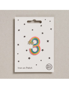 Patch termocolante - Número 3 arco-íris