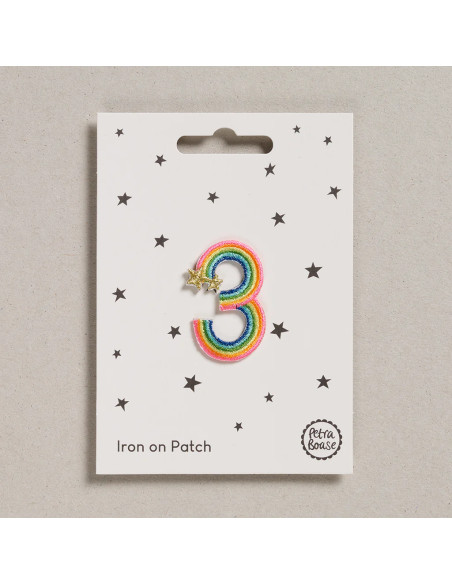 Patch termocolante - Número 3 arco-íris