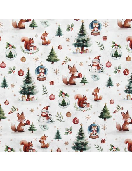 Tecido popelina de algodão - Dounoël branco e verde