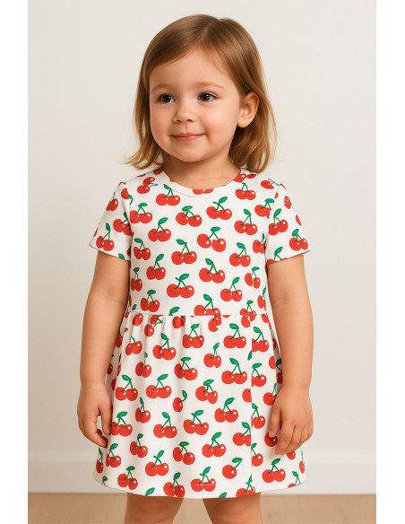Tecido jersey Cerejas - Fundo branco