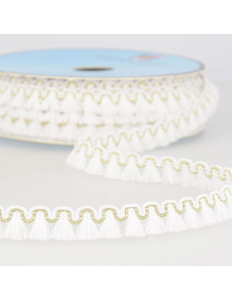 Galão franjas lurex 12 mm - Branco