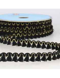 Galão franjas lurex 12 mm - Preto