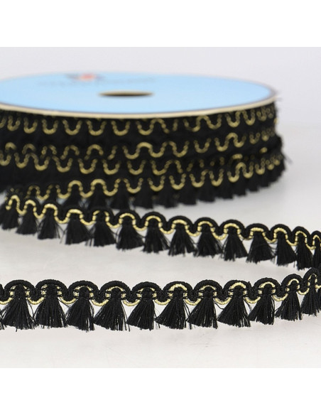 Galão franjas lurex 12 mm - Preto