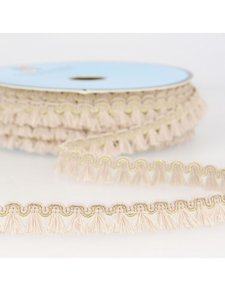Galão franjas lurex 12 mm - Bege claro