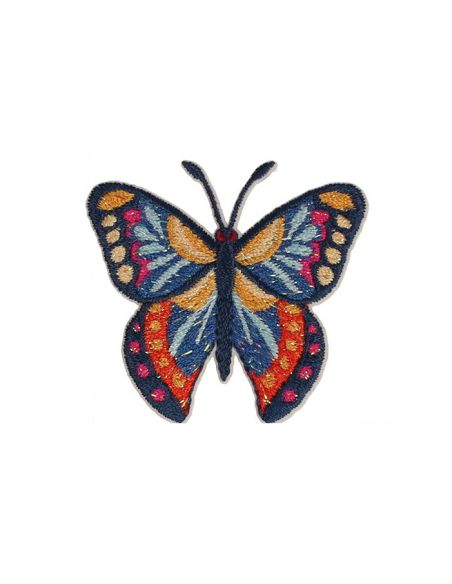 Emblema termocolante borboleta - Azul e laranja