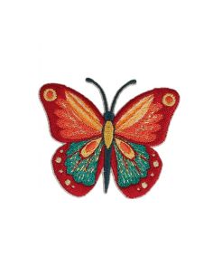 Emblema termocolante borboleta - Vermelho, rosa e turquesa