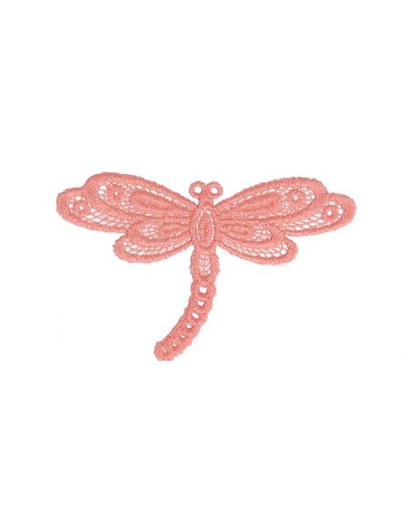 Emblema termocolante libélula renda - Rosa