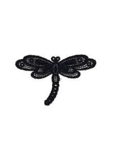 Emblema termocolante libélula renda - Preto