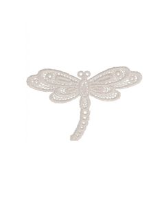 Emblema termocolante libélula renda - Branco