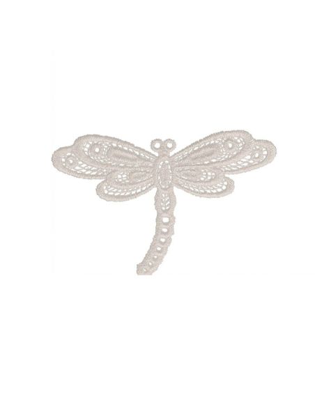 Emblema termocolante libélula renda - Branco