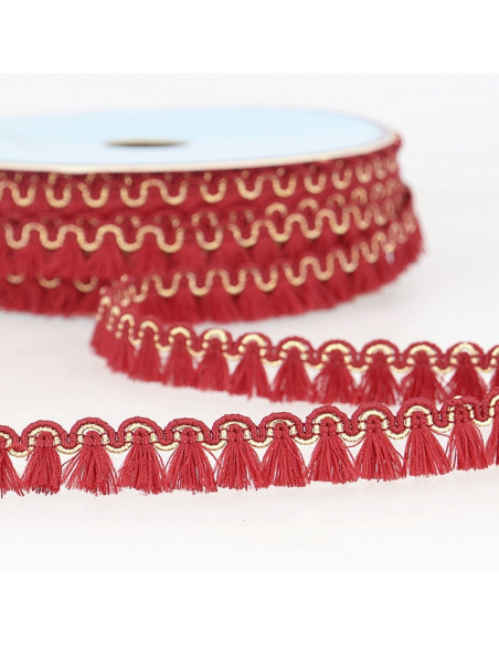 Galão franjas lurex 12 mm - Vermelho hermès