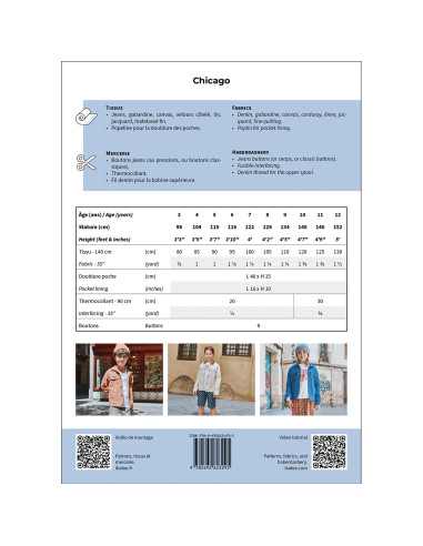 Padrão de casaco infantil Chicago - Ikatee