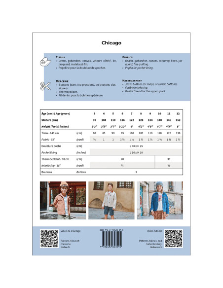 Padrão de casaco infantil Chicago - Ikatee