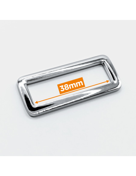 Fivela retangular de metal - Prata 38 mm