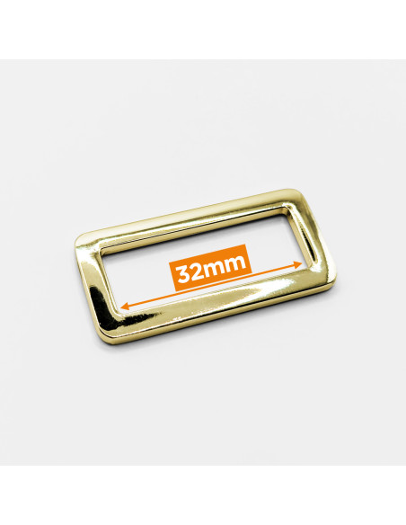Fivela retangular de metal - Ouro amarelo 32 mm