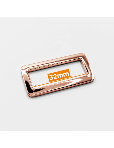Fivela retangular de metal - Ouro rosa 32 mm