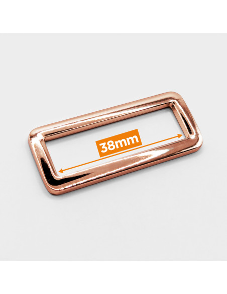 Fivela retangular de metal - Ouro rosa 38 mm