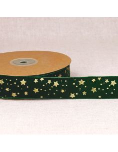 Fita de veludo estrelas de Natal - Verde