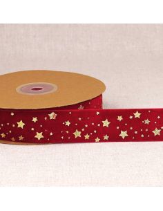Fita de veludo estrelas de Natal - Vermelho