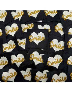 Conjunto de 5 etiquetas tecidas para costurar Smile
