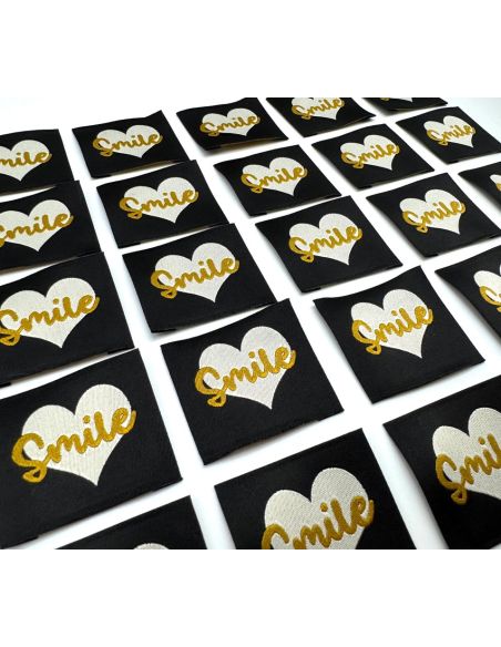 Conjunto de 5 etiquetas tecidas para costurar Smile