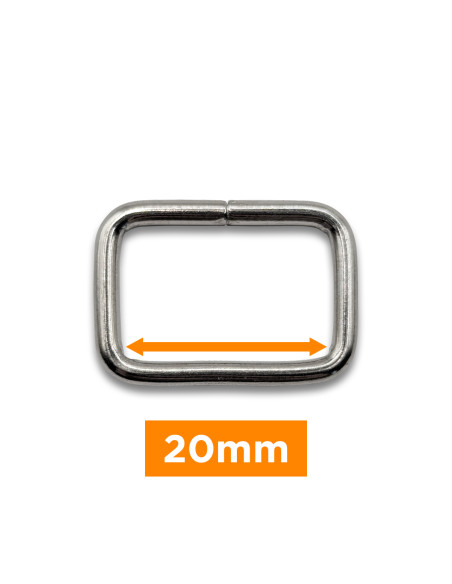 Fivela retangular - Prata 20 mm