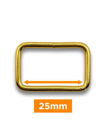 Fivela retangular - Ouro 25 mm