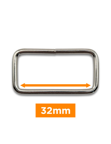 Fivela retangular - Prata 32 mm