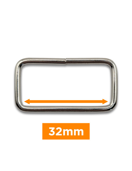 Fivela retangular - Prata 32 mm