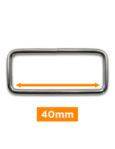 Fivela retangular - Prata 40 mm