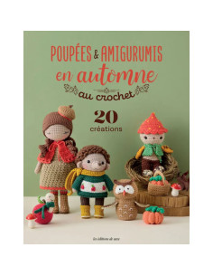 Livro de bonecas e amigurumis no outono
